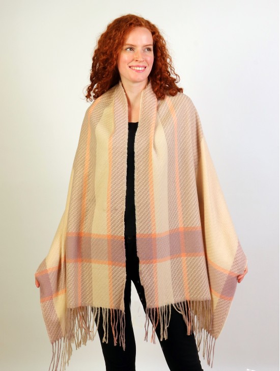 Vertical Striped Blanket Scarf w/ Fringe